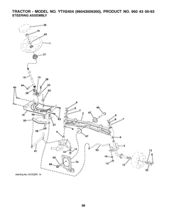 Steering Diagram and Parts List for YTH2454 (96043009300)(2009-10) Husqvarna Lawn Tractor