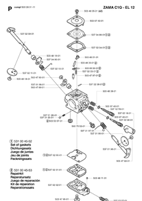 Carburetor Details Diagram and Parts List for 323P 20020100001-20021800000 Husqvarna Pole Saw