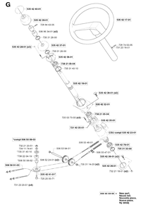 Steering Diagram and Parts List for PF21 2002-03 Husqvarna Lawn Tractor