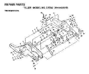 Transmission Diagram and Parts List for CRT52 (954140067B)(1998-07) Husqvarna Tiller