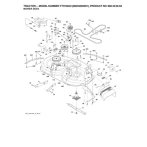Mower Deck Diagram and Parts List for 96045005901  Husqvarna Lawn Tractor