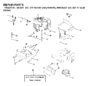Engine Diagram and Parts List for YTH1542XP (HAU15H42D, 954170056)(2003-01) Husqvarna Lawn Tractor