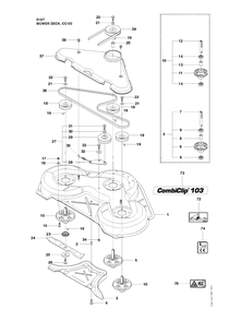 Mower Deck / Cutting Deck Diagram and Parts List for R15T (966414201)(2010-07) Husqvarna Lawn Tractor
