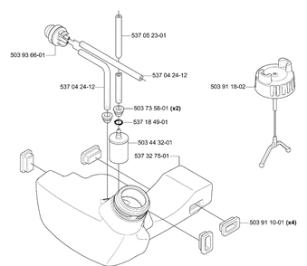 Fuel Tank Diagram and Parts List for 335RJX 2006-05 Husqvarna Trimmer