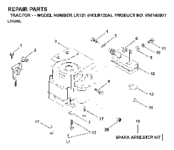 Engine Diagram and Parts List for LR121 (HCLR120A, 954140001)(1996-08) Husqvarna Lawn Tractor