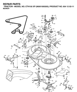 Mower Deck / Cutting Deck Diagram and Parts List for CTH150XP (96061000200)(2005-01) Husqvarna Lawn Tractor