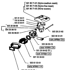 Air Filter/Carburetor Diagram and Parts List for 61 1993-09 Husqvarna Chainsaw