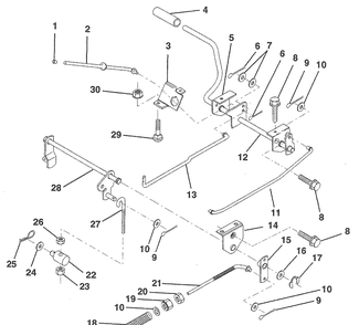 Brake / Rear Mower Lift Assembly Diagram and Parts List for LR120 (HU1236B)(954000412)(1992-10) Husqvarna Lawn Mower