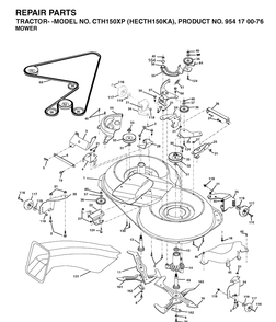 Mower Deck / Cutting Deck Diagram and Parts List for CTH150XP (HECTH150KA)(2003-01) Husqvarna Lawn Tractor