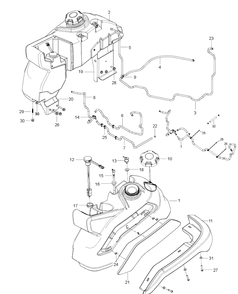 Fuel System Diagram and Parts List for Z554  Husqvarna Lawn Mower