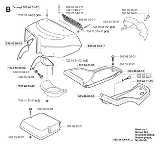 Hood Diagram and Parts List for R155 (953533805)(2005-01) Husqvarna Lawn Tractor