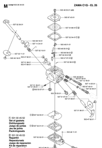 Carburetor Diagram and Parts List for 325HD75 (X-SERIES)(20062300001-20081400000) Husqvarna Hedge Trimmer
