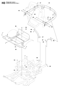 Chassis Upper Diagram and Parts List for PT26D (965160601)(2008-03) Husqvarna Lawn Mower