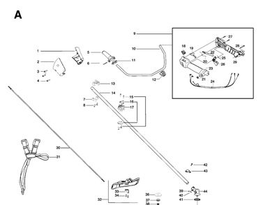 Shaft And Handle Diagram and Parts List for 125R 20061000001-20064000000 Husqvarna Brush Cutter