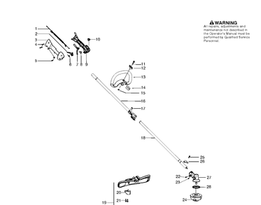 Shaft And Handle Diagram and Parts List for 125LDXTEST 2010-06 Husqvarna Trimmer