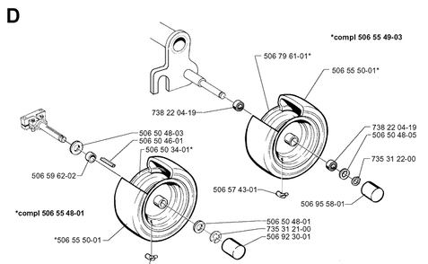 Wheels And Tires Diagram and Parts List for RIDER850HST 1997-03 Husqvarna Lawn Mower