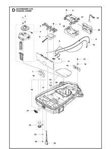 Chassis Lower Diagram and Parts List for 315X 2020 Husqvarna Lawn Mower