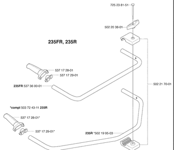 Handlebar Diagram and Parts List for 235FR 2009-06 Husqvarna Brush Cutter