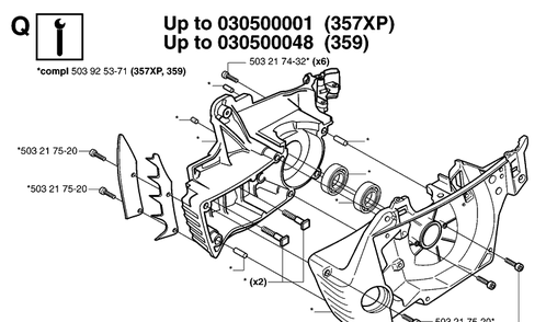 Service Updates 2 Diagram and Parts List for 359 20060600001-20070900000 Husqvarna Chainsaw