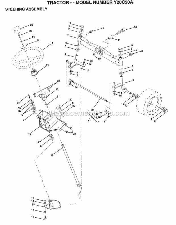 Seat Assembly Diagram and Parts List for Y20C50A 1995 Husqvarna Lawn Tractor
