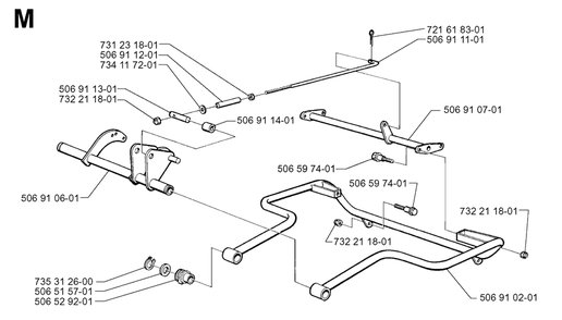 Frame Diagram and Parts List for R11 1998-09 Husqvarna Lawn Tractor