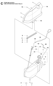 Fuel System Diagram and Parts List for PT26D (965160601)(2008-03) Husqvarna Lawn Mower