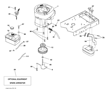Engine Diagram and Parts List for YTH2042 (96043012101)(2010-12) Husqvarna Lawn Tractor