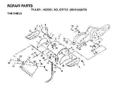 Tine Shield Diagram and Parts List for CRT52 (954140067D)(1999-03) Husqvarna Tiller