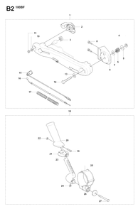 Handle And Controls Diagram and Parts List for 180BF 20084000001 & Above Husqvarna Leaf Blower / Vacuum