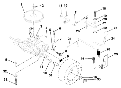 Transaxle Diagram and Parts List for LT125 (954170001-B)(1996-10) Husqvarna Lawn Tractor
