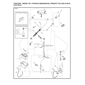 Electrical Diagram and Parts List for YTH22V46-96045006100  Husqvarna Lawn Tractor