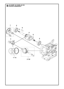 Piston And Crankshaft Diagram and Parts List for HH196 MP-OB Husqvarna Engine
