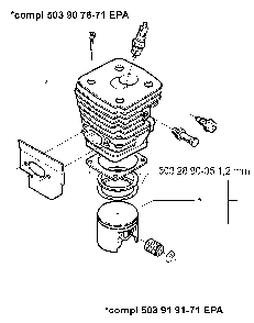 Cylinder Piston Diagram and Parts List for 394XPEPA 19980900001-Current Husqvarna Chainsaw