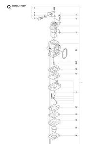 Carburetor Details Diagram and Parts List for 170BT 20084000001-Current Husqvarna Leaf Blower / Vacuum