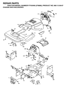 Chassis And Enclosures Diagram and Parts List for YTH2448-279080 2004-12 Husqvarna Lawn Tractor
