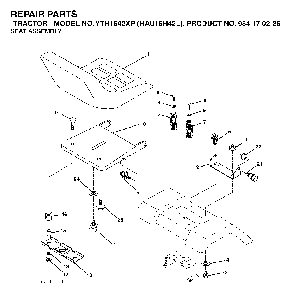 Seat Diagram and Parts List for YTH1542XP (HAU15H42L, 954170225)(2005-05) Husqvarna Lawn Tractor