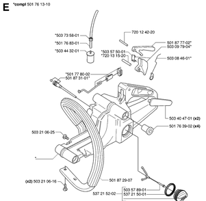 Fuel Tank And Handle Diagram and Parts List for 55 (RANCHER)(20060600001-20070500000) Husqvarna Chainsaw