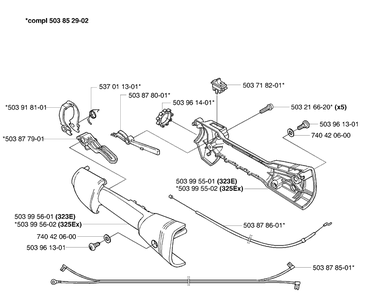 Throttle Diagram and Parts List for 323E 2006-04 Husqvarna Edger