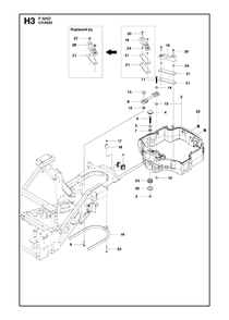 Chassis / Frame 2 Diagram and Parts List for P525D 20120100001 - 20143999999 Husqvarna Lawn Tractor