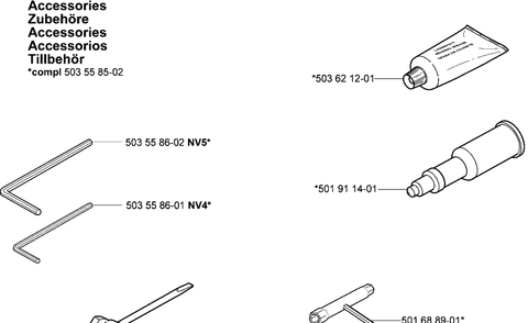 Accessories Diagram and Parts List for 385 2005-03 Husqvarna Chainsaw