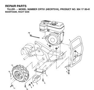 Mainframe, Right Side Diagram and Parts List for CRT51 (HECRT51K)(2002-03) Husqvarna Cultivator