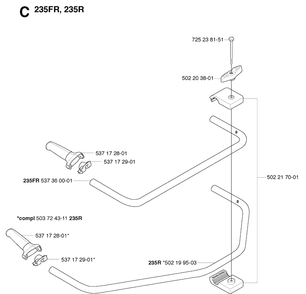 Handle Diagram and Parts List for 235R  Husqvarna Brush Cutter