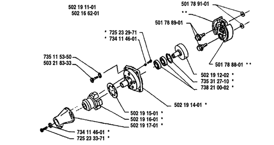 Clutch Assembly Diagram and Parts List for 25RD 1989-10 Husqvarna Brush Cutter