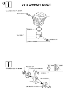 Service Updates 2 Diagram and Parts List for 359 20070900001-Current Husqvarna Chainsaw
