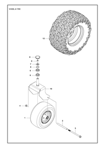 Wheels And Tires Diagram and Parts List for XCITETMZ345 Z350 Husqvarna Lawn Tractor