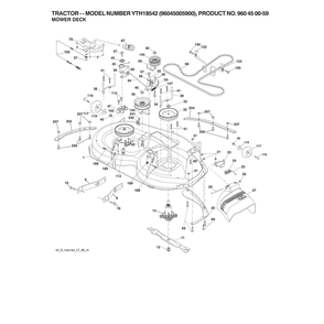 Mower Deck Diagram and Parts List for 96045005900  Husqvarna Lawn Tractor