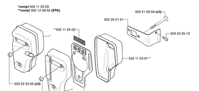 Muffler Diagram and Parts List for 240 2002-08 Husqvarna Brush Cutter