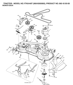 Mower Deck / Cutting Deck Diagram and Parts List for YTH2448T (96043000800)(2006-01) Husqvarna Lawn Tractor