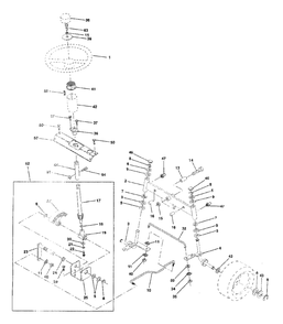 Steering Diagram and Parts List for YT150 (954840021-B)(1996-04) Husqvarna Lawn Tractor