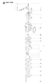 Carburetor Details Diagram and Parts List for 180BT 20084000001 & Above Husqvarna Leaf Blower / Vacuum